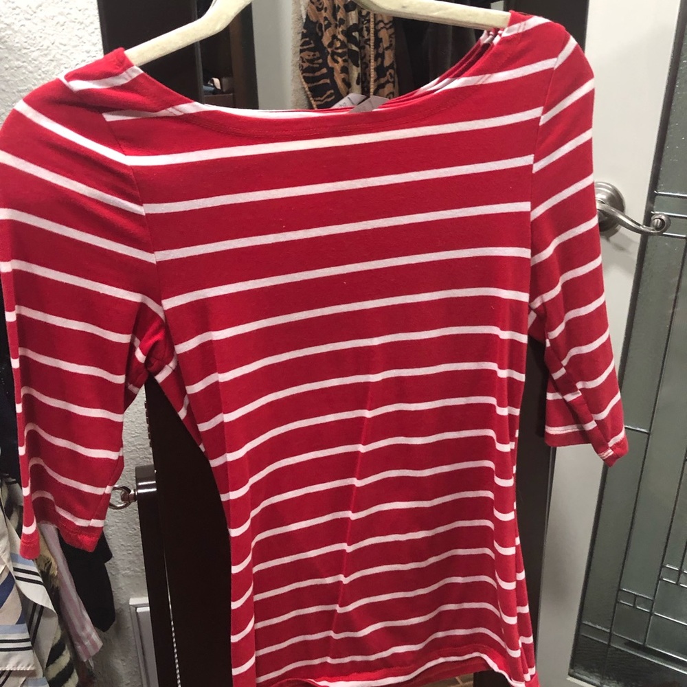 Super cute red & white striped top gently worn